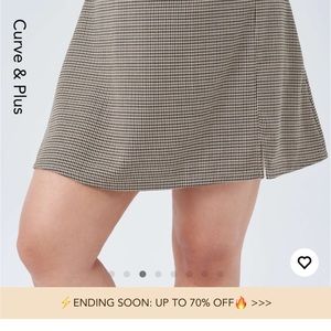 Houndstooth high waist split mini skirt